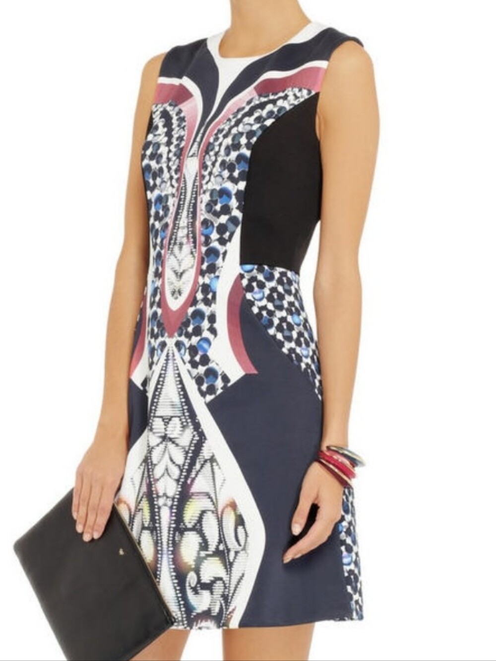 Peter Pilotto Navy, Black & Pink Printed Mini Skirt